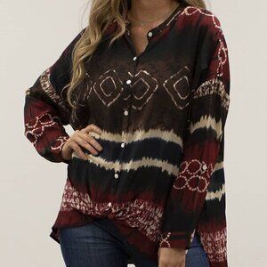 NWT $100 Oversize Batik Print Dahna Blouse LOVE KYLA S M L